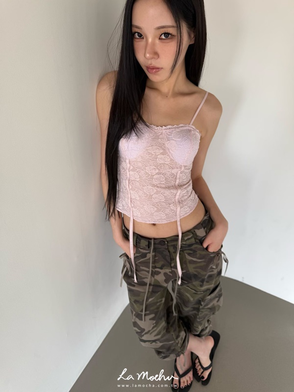 玫瑰花抽繩馬甲BRA背心